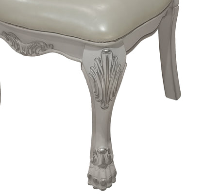 Dresden Synthetic Leather, Fabric & Bone White Finish Side Chair (Set of 2) - 1st Choice Furniture Direct