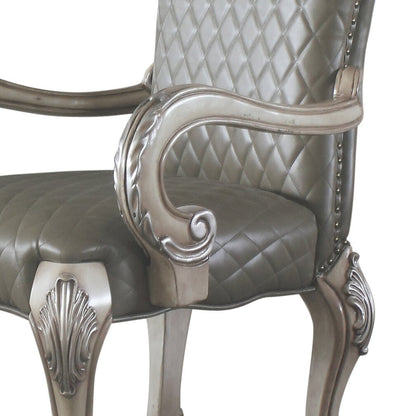 Dresden Synthetic Leather &Vintage Bone White Finish Arm Chair (Set of 2) - 1st Choice Furniture Direct