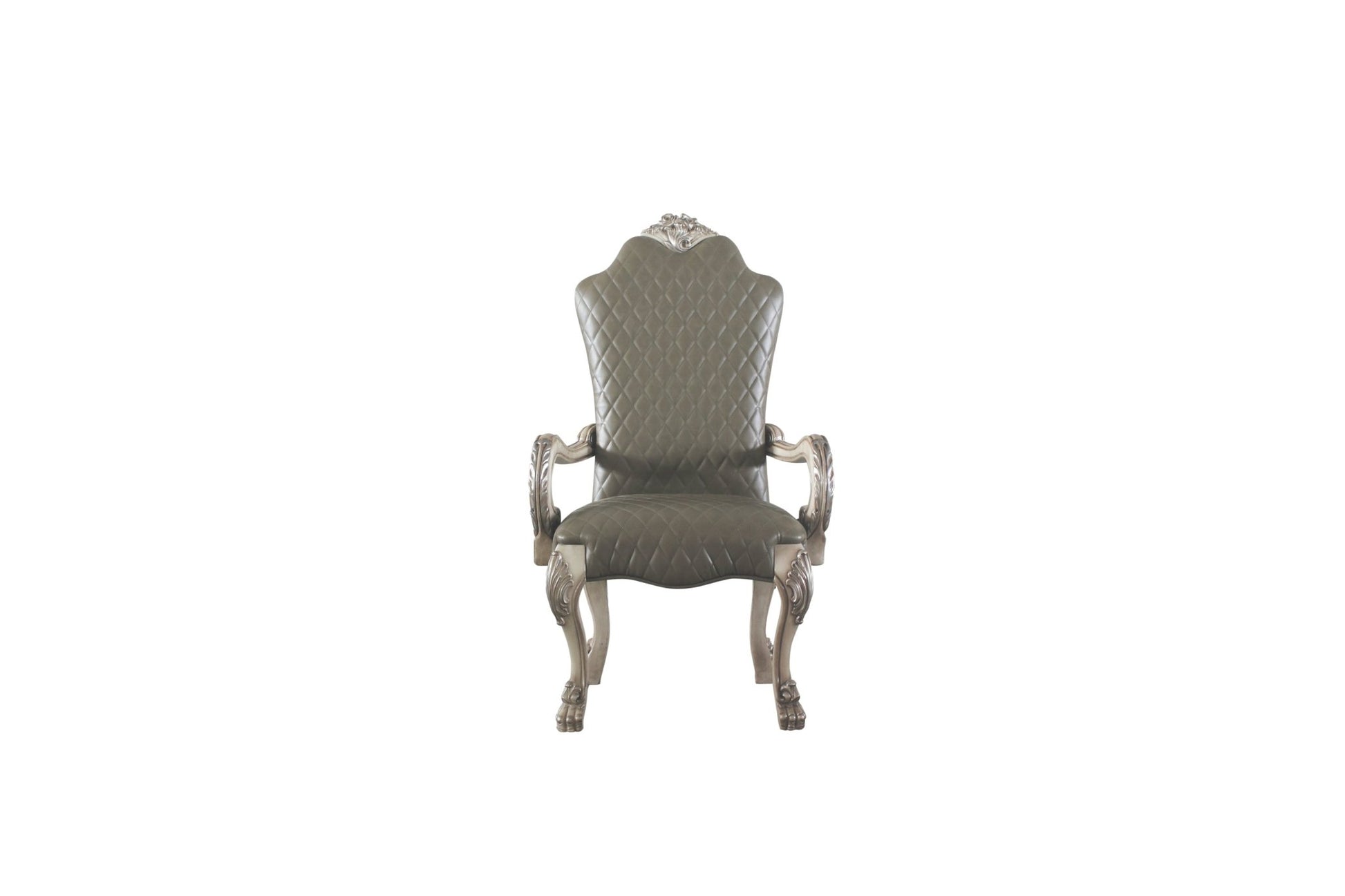Dresden Synthetic Leather &Vintage Bone White Finish Arm Chair (Set of 2) - 1st Choice Furniture Direct