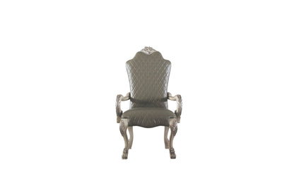 Dresden Synthetic Leather &Vintage Bone White Finish Arm Chair (Set of 2) - 1st Choice Furniture Direct