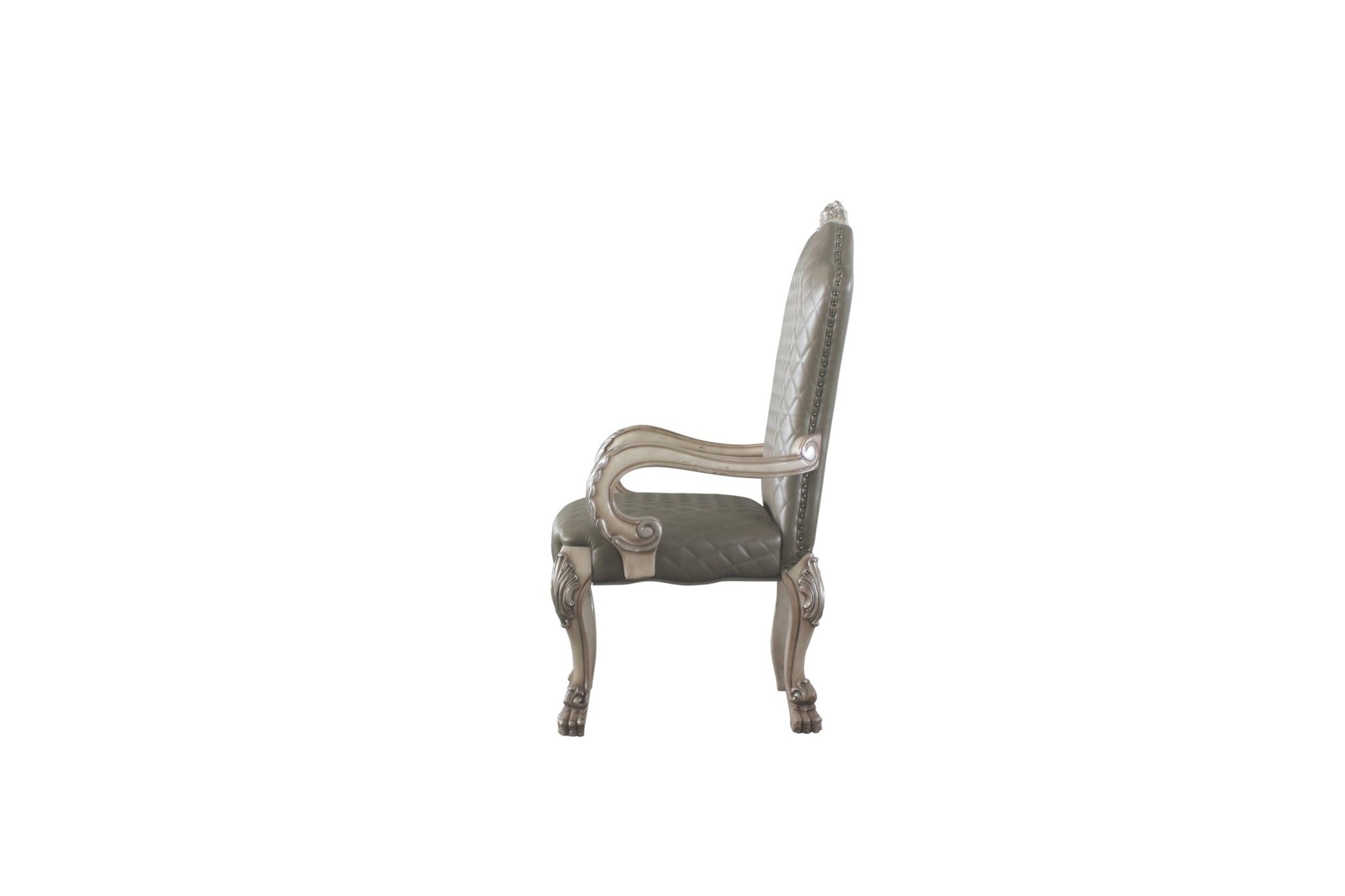 Dresden Synthetic Leather &Vintage Bone White Finish Arm Chair (Set of 2) - 1st Choice Furniture Direct