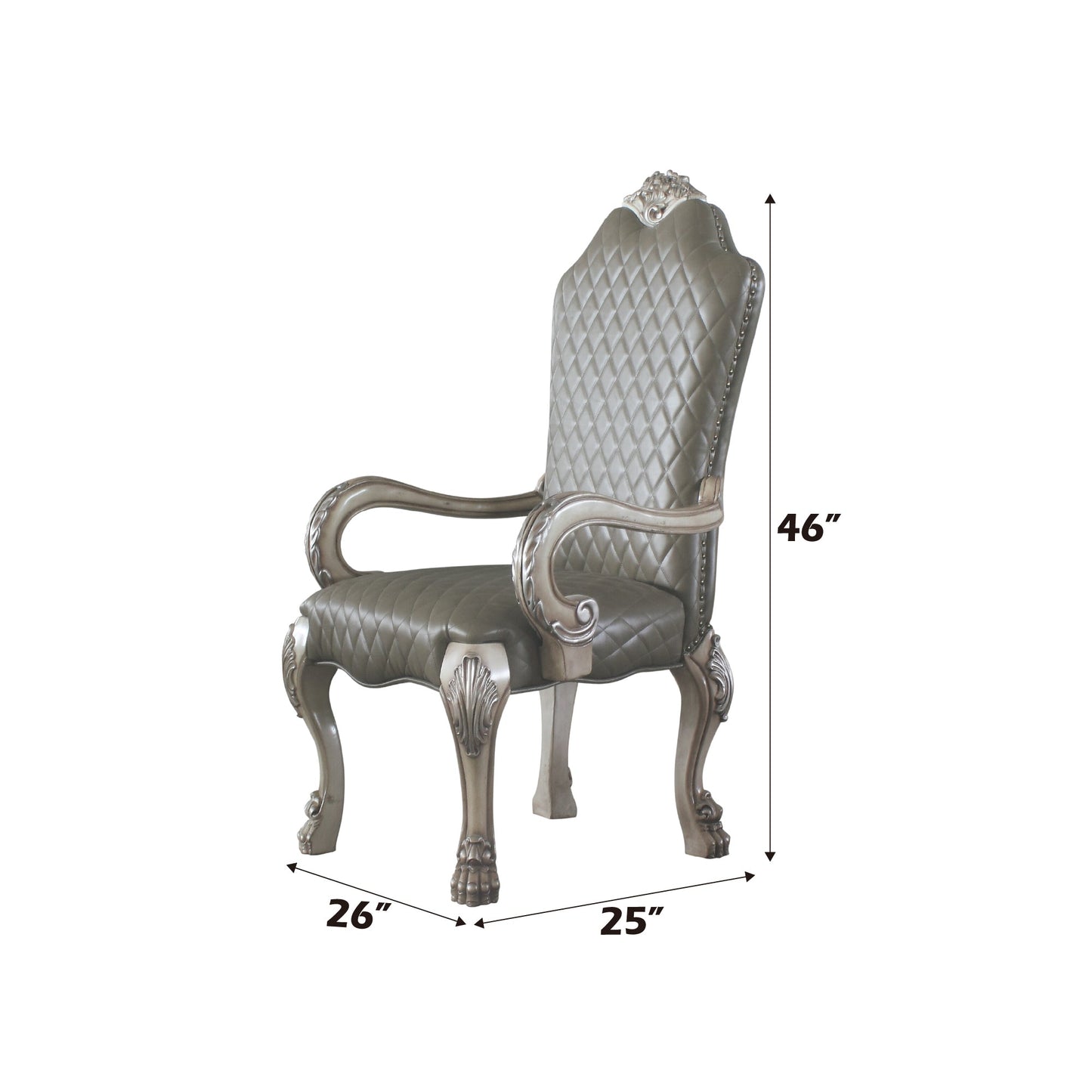 Dresden Synthetic Leather &Vintage Bone White Finish Arm Chair (Set of 2) - 1st Choice Furniture Direct