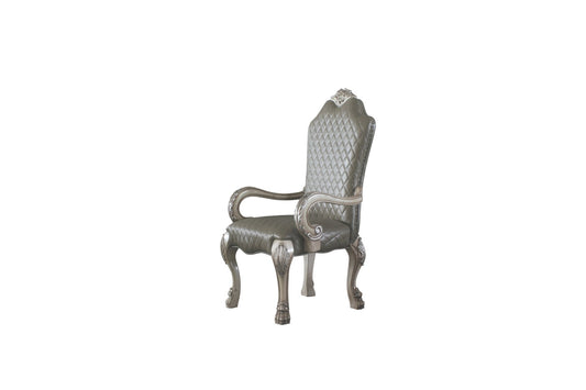Dresden Synthetic Leather &Vintage Bone White Finish Arm Chair (Set of 2) - 1st Choice Furniture Direct