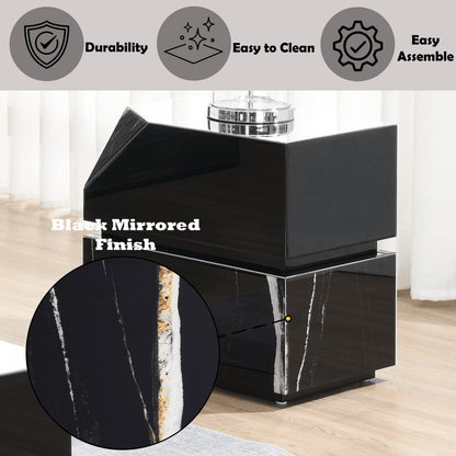 Drisana Black Mirrored Finish End Table - 1st Choice Furniture Direct