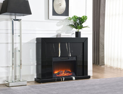 Drisana Black Mirrored Finish Fireplace - 1st Choice Furniture Direct