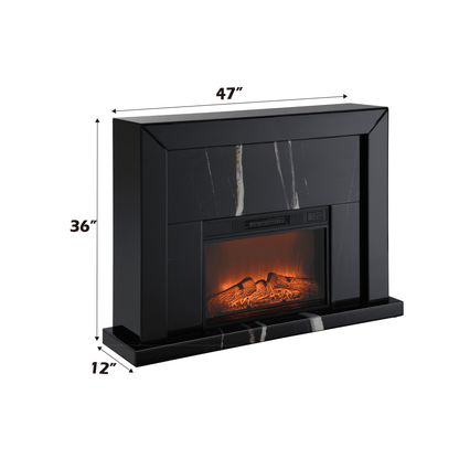 Drisana Black Mirrored Finish Fireplace - 1st Choice Furniture Direct