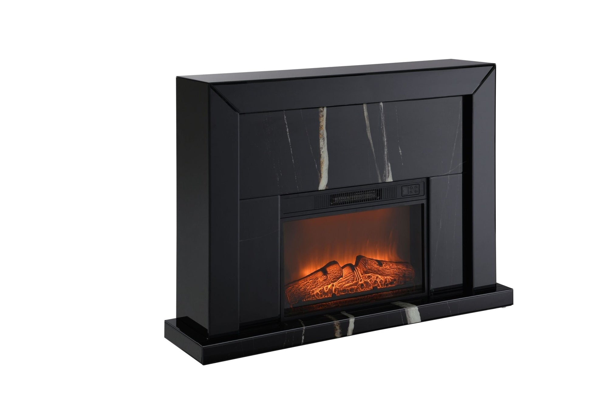 Drisana Black Mirrored Finish Fireplace - 1st Choice Furniture Direct