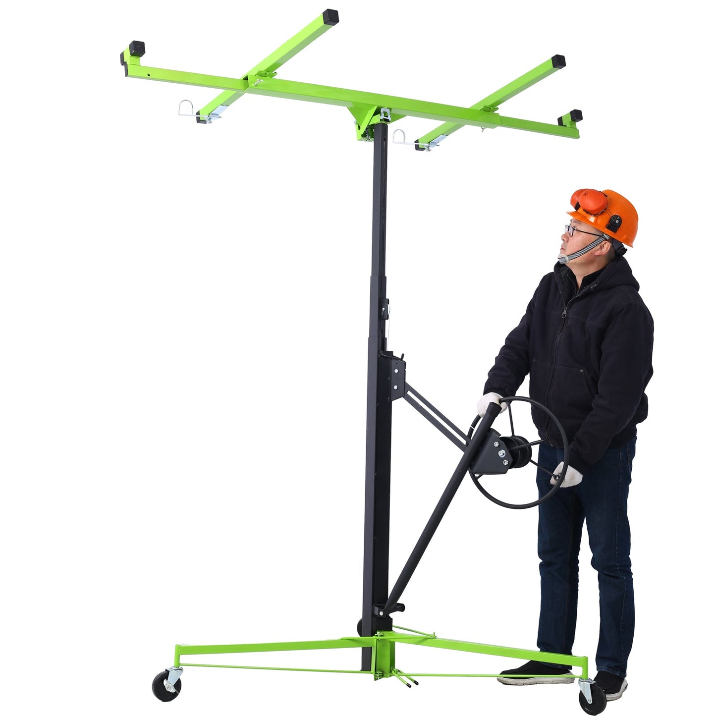 Drywall Lift Panel 11' Lift Drywall Panel Hoist Jack Lifter,GREEN+BLACK - 1st Choice Furniture Direct