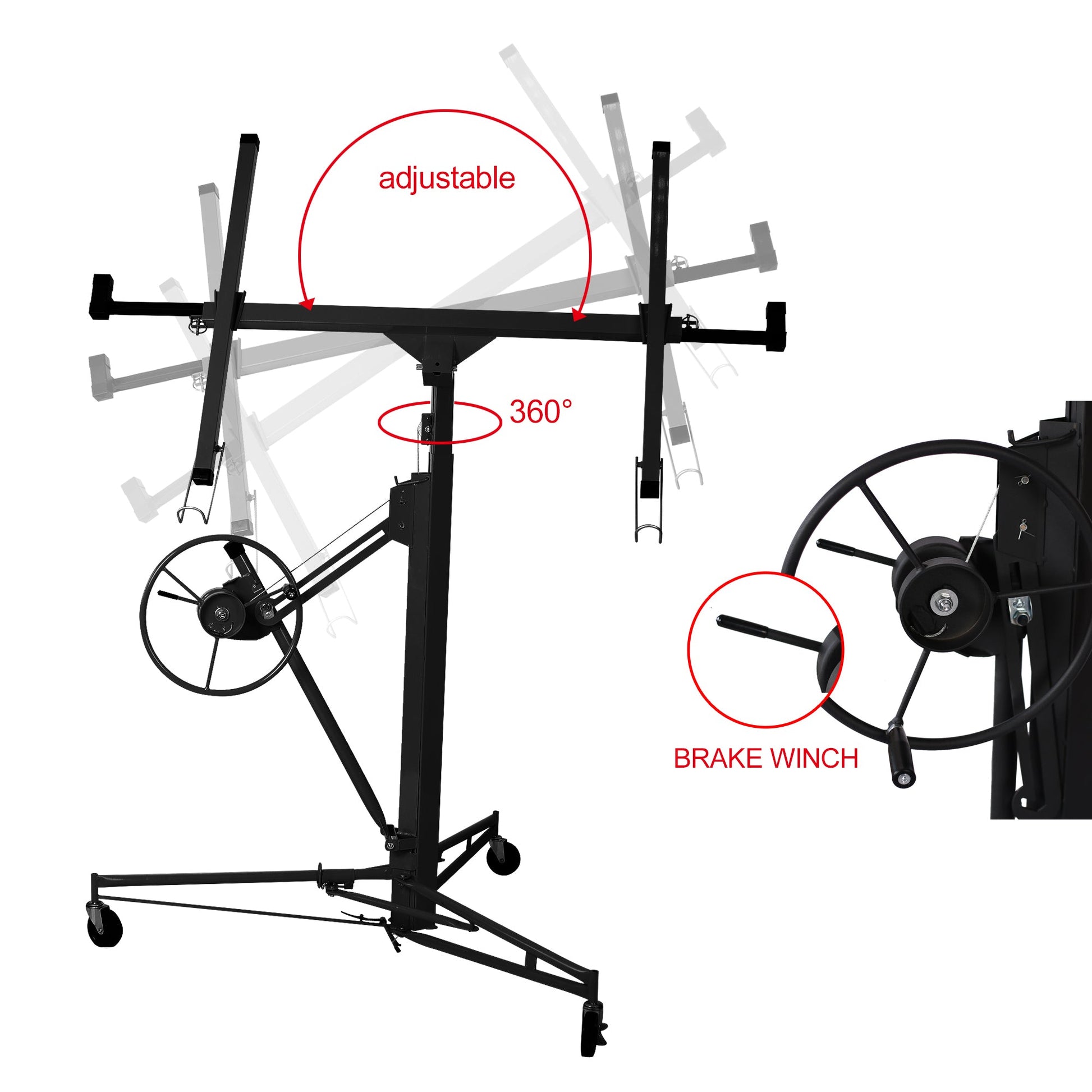 Drywall Panel hoist Drywall Lift Rolling Panel Hoist Jack Lifter 16ft black color - 1st Choice Furniture Direct