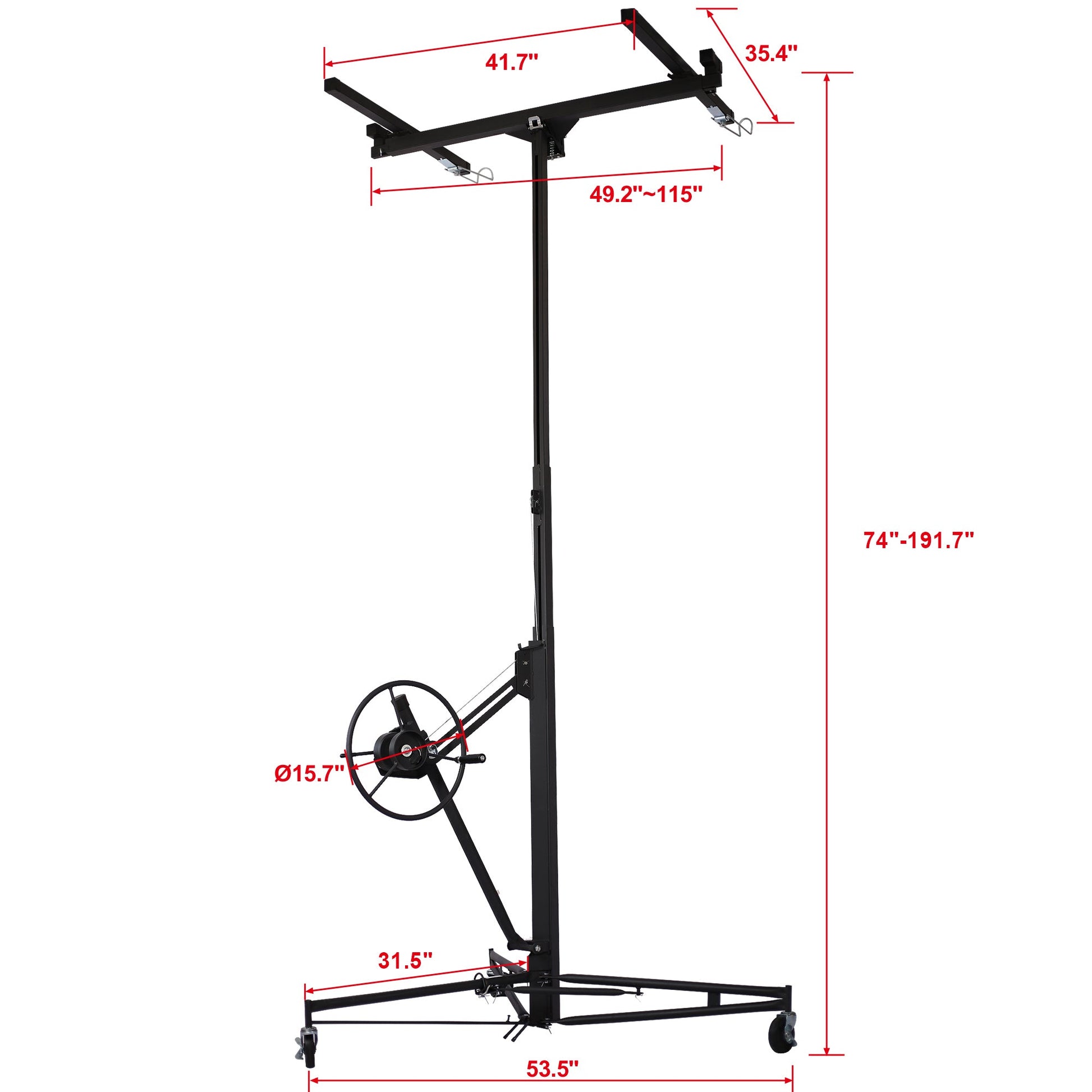 Drywall Panel hoist Drywall Lift Rolling Panel Hoist Jack Lifter 16ft black color - 1st Choice Furniture Direct