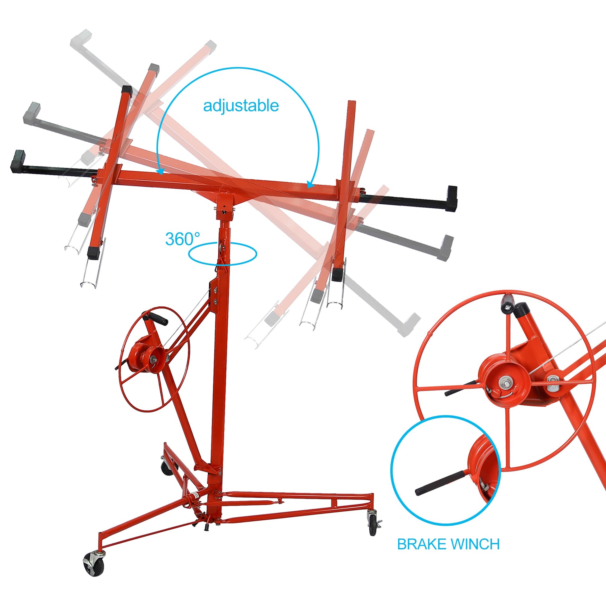Drywall Panel hoist Drywall Lift Rolling Panel Hoist Jack Lifter 16ft Red Color - 1st Choice Furniture Direct