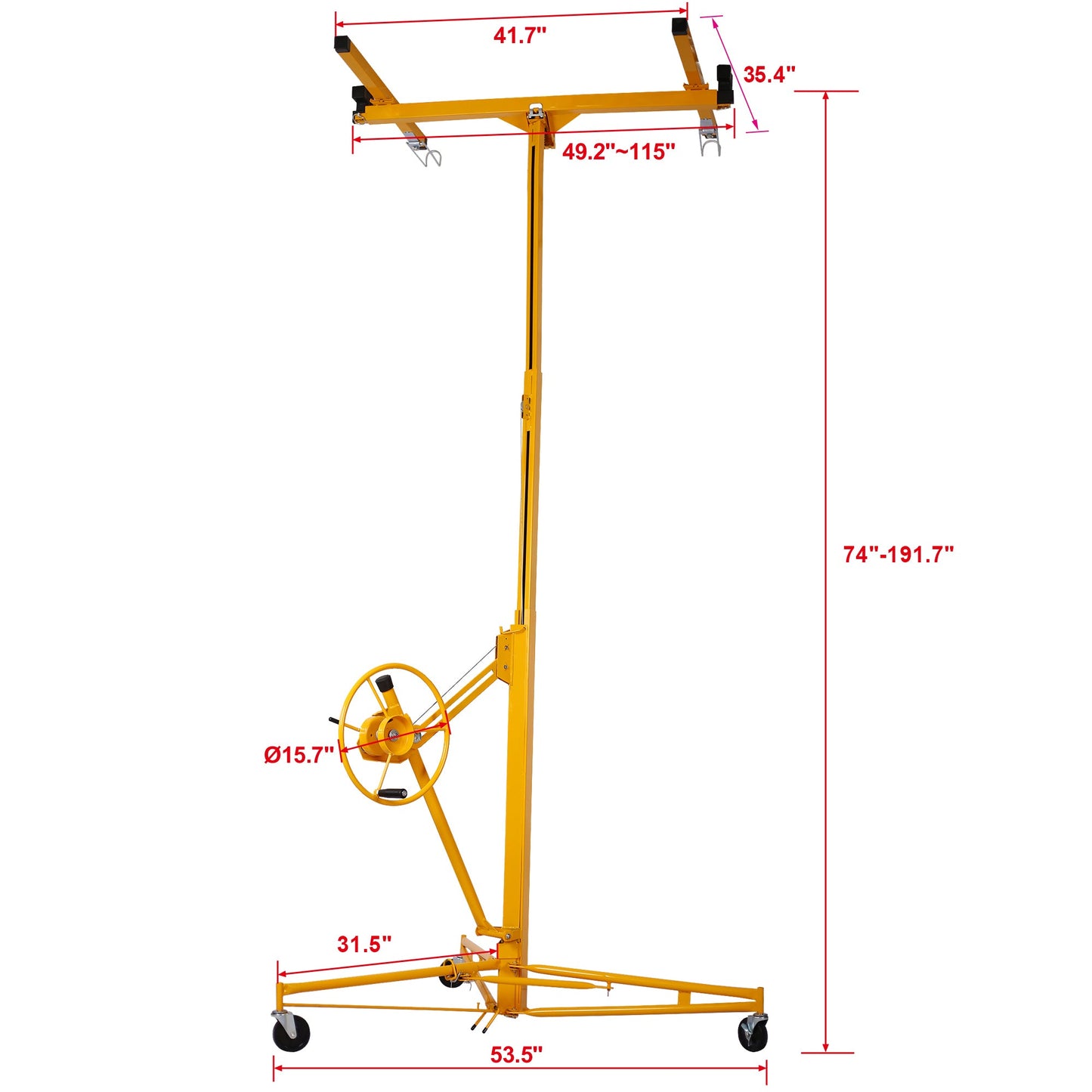 Drywall Panel hoist Drywall Lift Rolling Panel Hoist Jack Lifter 16ft yellow color - 1st Choice Furniture Direct