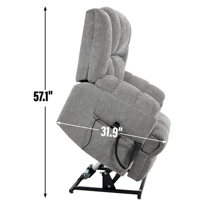 Dual Motor Heat Massage Infinite Position Up to 350 LBS Electric Power Lift Recliners with Power - Remote, Medium - firm and Heavy Duty, Light Grey - 1st Choice Furniture Direct