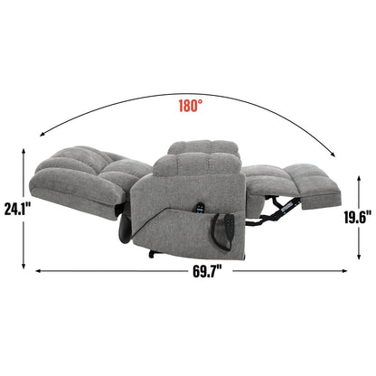 Dual Motor Heat Massage Infinite Position Up to 350 LBS Electric Power Lift Recliners with Power - Remote, Medium - firm and Heavy Duty, Light Grey - 1st Choice Furniture Direct