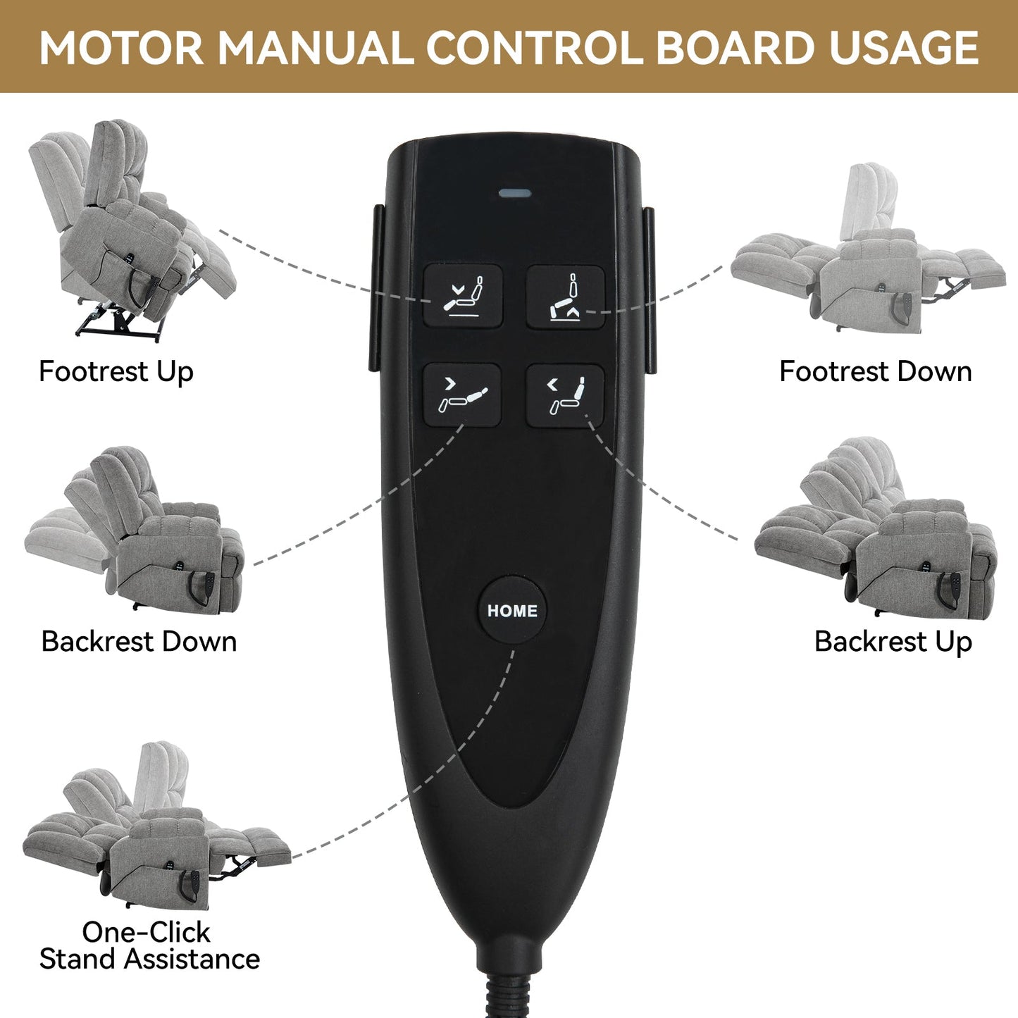Dual Motor Heat Massage Infinite Position Up to 350 LBS Electric Power Lift Recliners with Power - Remote, Medium - firm and Heavy Duty, Light Grey - 1st Choice Furniture Direct
