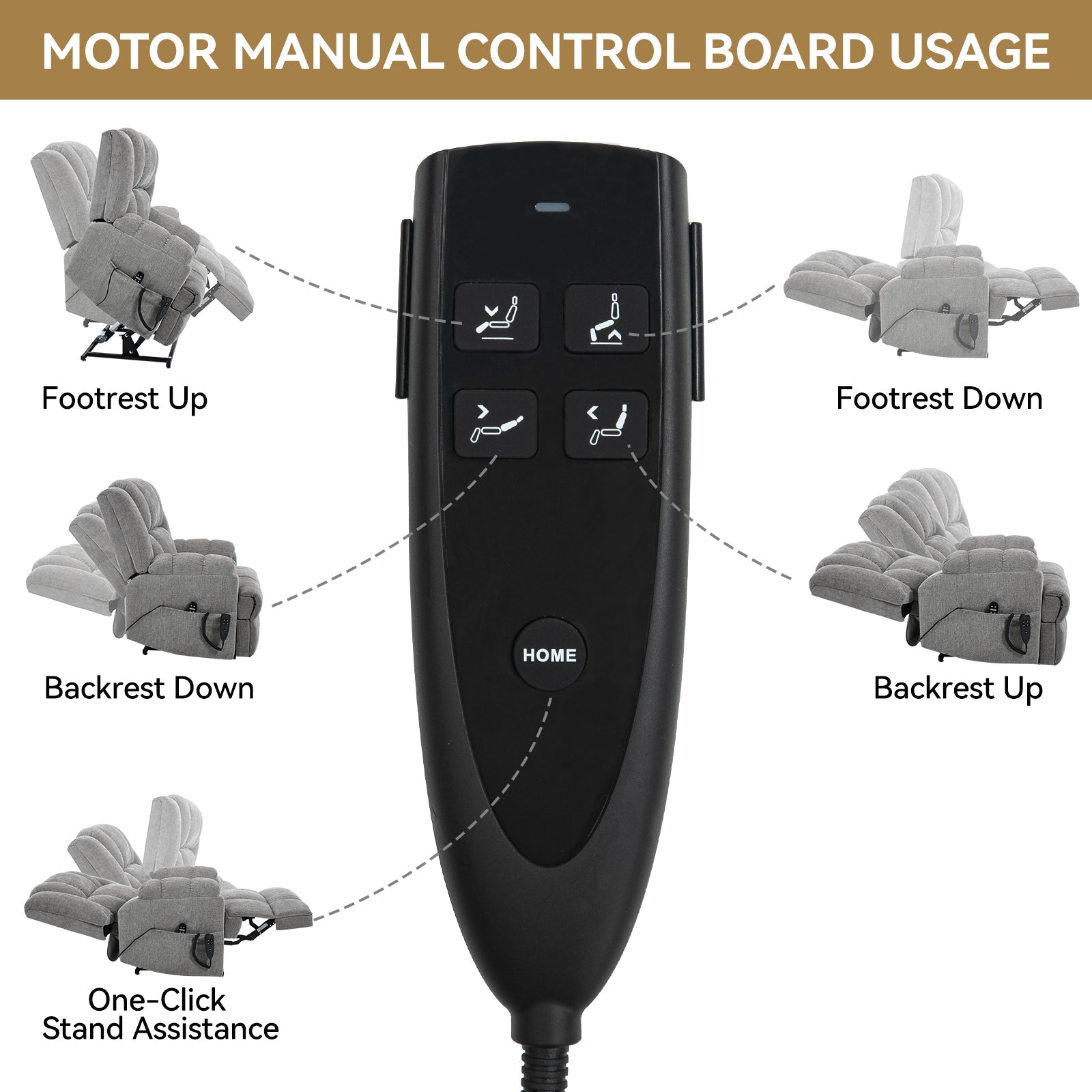 Dual Motor Heat Massage Infinite Position Up to 350 LBS Electric Power Lift Recliners with Power - Remote, Medium - firm and Heavy Duty, Light Grey - 1st Choice Furniture Direct