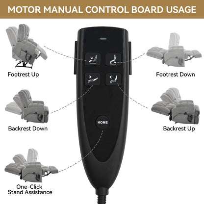 Dual Motor Heat Massage Infinite Position Up to 350 LBS Electric Power Lift Recliners with Power - Remote, Medium - firm and Heavy Duty, Light Grey - 1st Choice Furniture Direct