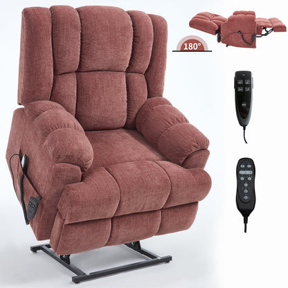 Dual Motor Heat Massage Infinite Position Up to 350 LBS Electric Power Lift Recliners with Power - Remote, Medium - firm and Heavy Duty, Red - 1st Choice Furniture Direct