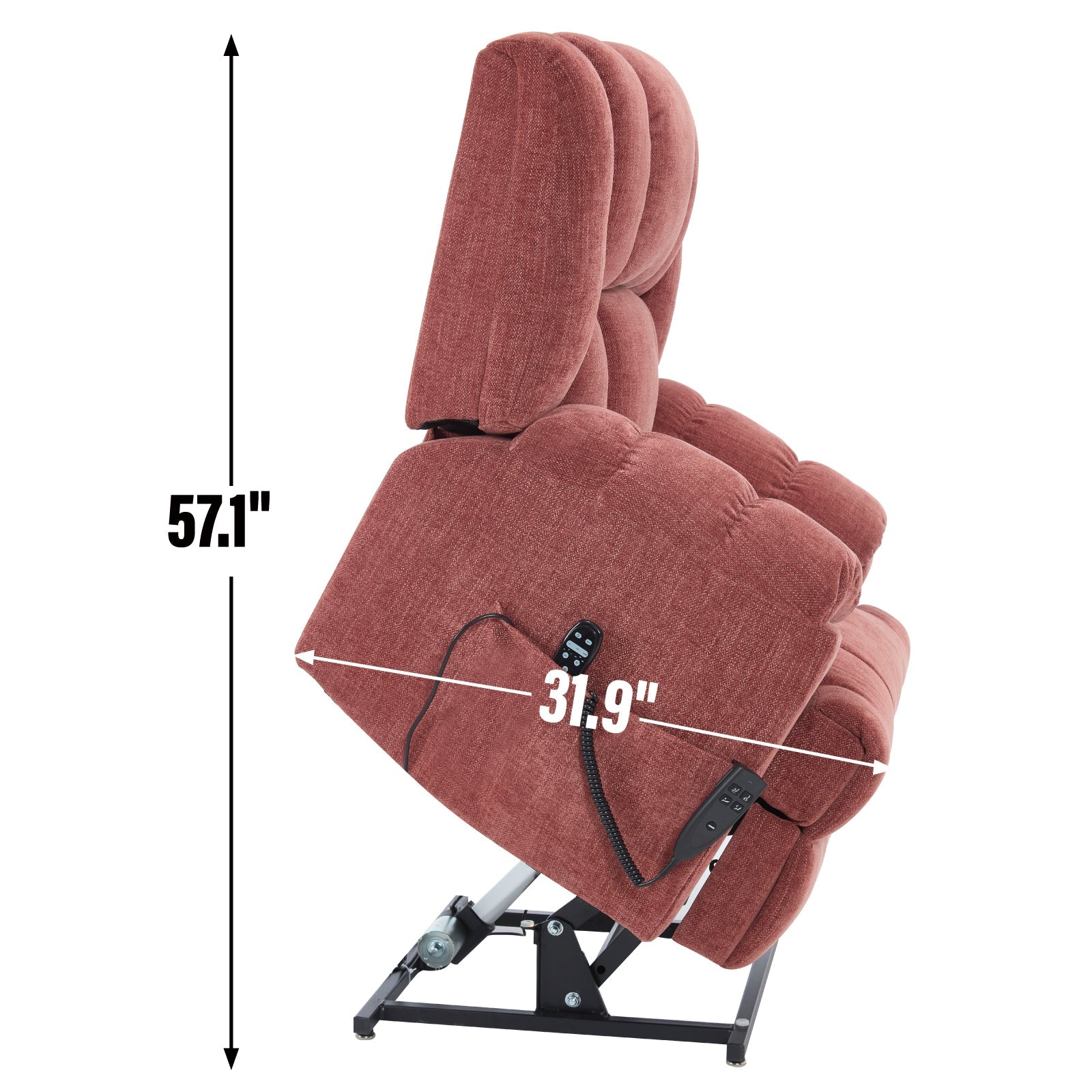 Dual Motor Heat Massage Infinite Position Up to 350 LBS Electric Power Lift Recliners with Power - Remote, Medium - firm and Heavy Duty, Red - 1st Choice Furniture Direct