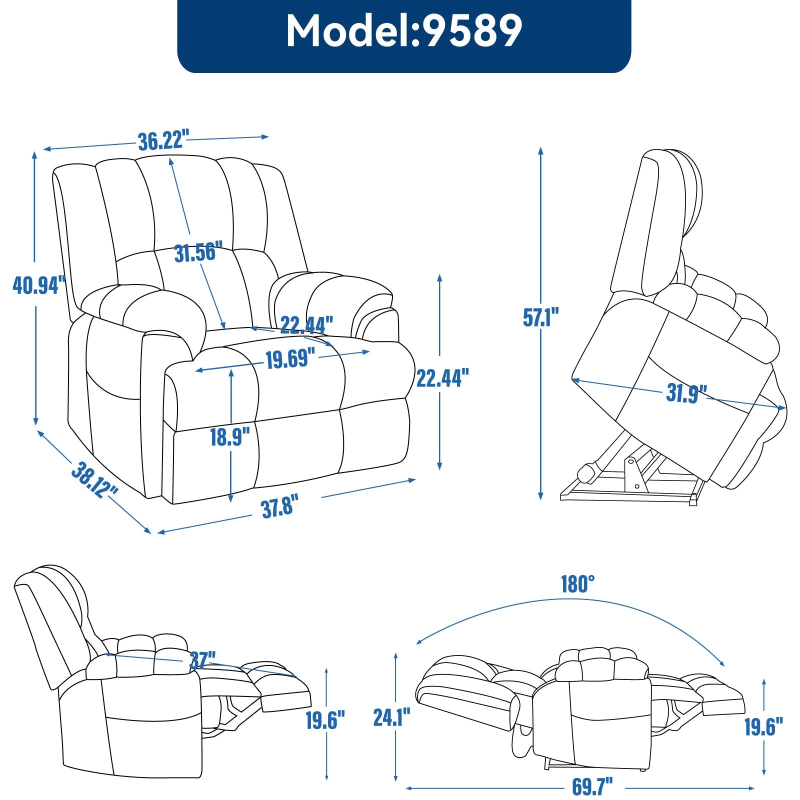 Dual Motor Heat Massage Infinite Position Up to 350 LBS Electric Power Lift Recliners with Power - Remote, Medium - firm and Heavy Duty, Red - 1st Choice Furniture Direct