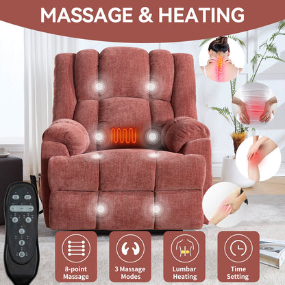 Dual Motor Heat Massage Infinite Position Up to 350 LBS Electric Power Lift Recliners with Power - Remote, Medium - firm and Heavy Duty, Red - 1st Choice Furniture Direct