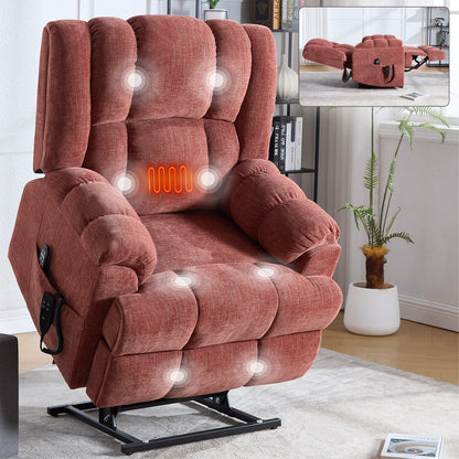 Dual Motor Heat Massage Infinite Position Up to 350 LBS Electric Power Lift Recliners with Power - Remote, Medium - firm and Heavy Duty, Red - 1st Choice Furniture Direct
