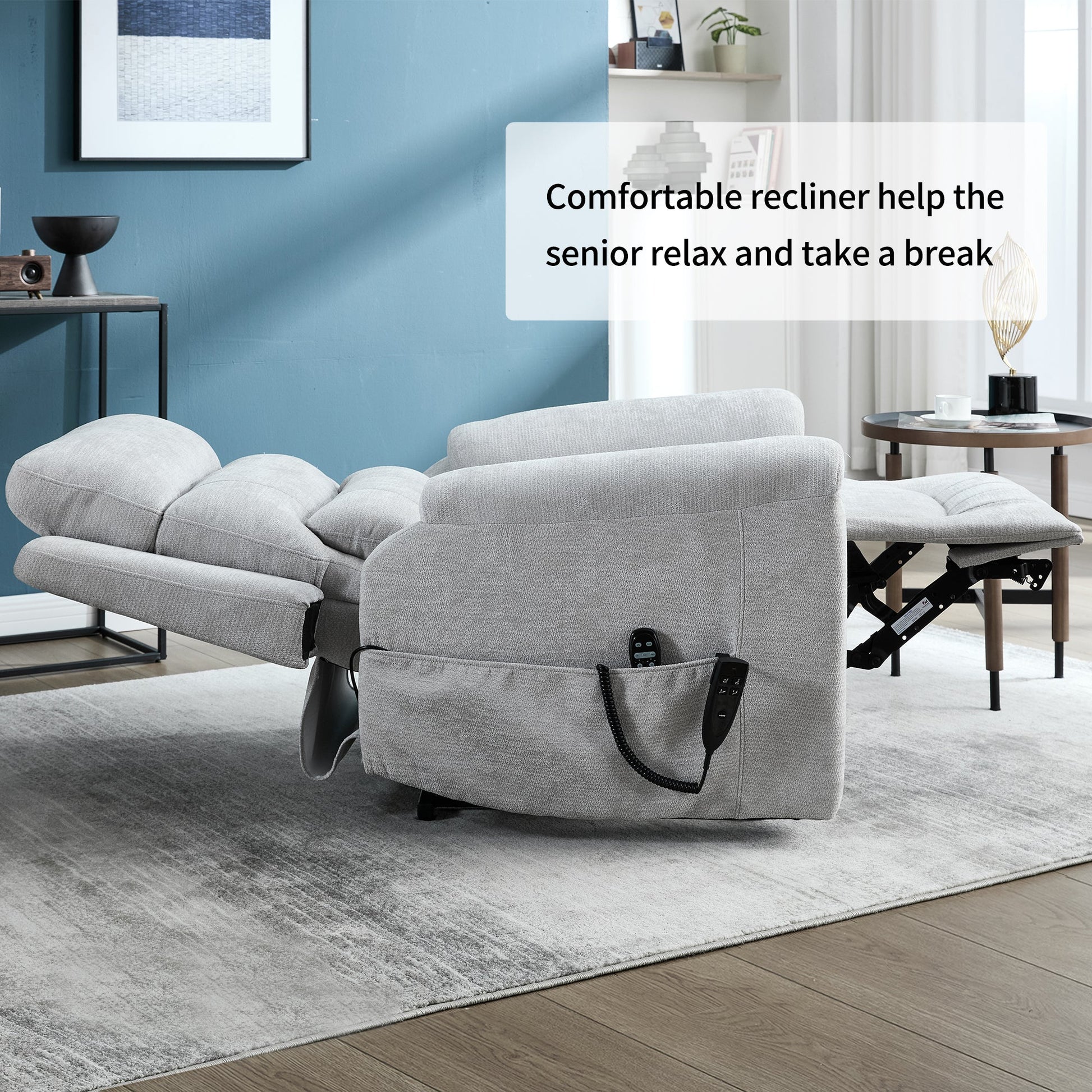 Dual Motor Infinite Position Up to 350 LBS Leatherair Power Lift Recliner Chair, Heavy Duty Motion Mechanism with 8 - Point Vibration Massage and Lumbar Heating,Grey - 1st Choice Furniture Direct