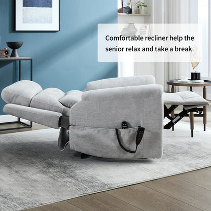 Dual Motor Infinite Position Up to 350 LBS Leatherair Power Lift Recliner Chair, Heavy Duty Motion Mechanism with 8 - Point Vibration Massage and Lumbar Heating,Grey - 1st Choice Furniture Direct