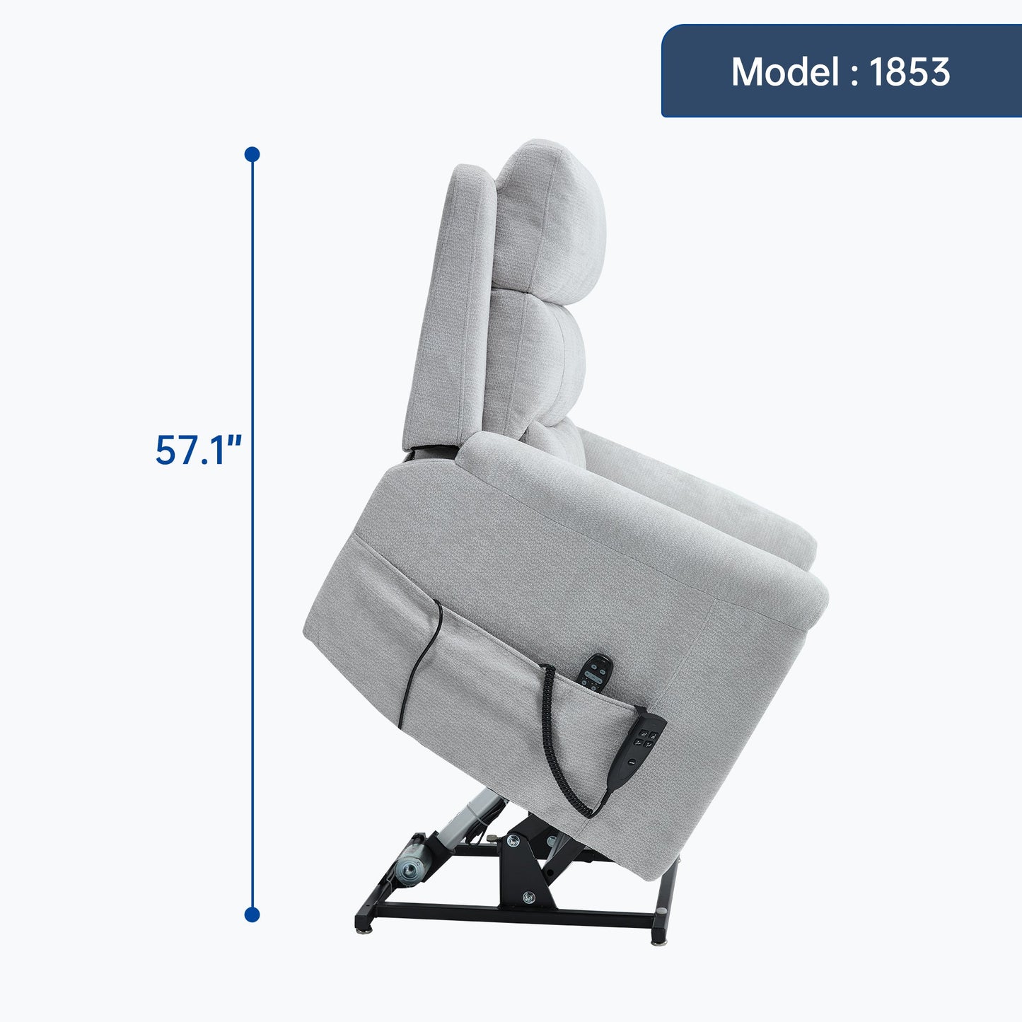 Dual Motor Infinite Position Up to 350 LBS Leatherair Power Lift Recliner Chair, Heavy Duty Motion Mechanism with 8 - Point Vibration Massage and Lumbar Heating,Grey - 1st Choice Furniture Direct