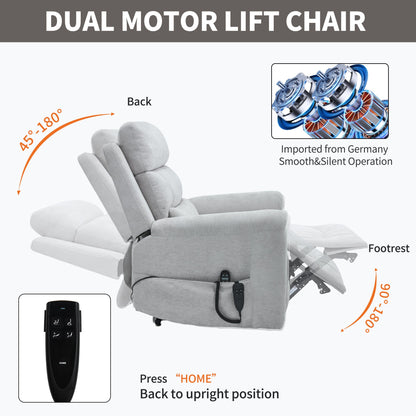 Dual Motor Infinite Position Up to 350 LBS Leatherair Power Lift Recliner Chair, Heavy Duty Motion Mechanism with 8 - Point Vibration Massage and Lumbar Heating,Grey - 1st Choice Furniture Direct