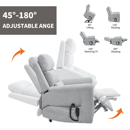Dual Motor Infinite Position Up to 350 LBS Leatherair Power Lift Recliner Chair, Heavy Duty Motion Mechanism with 8 - Point Vibration Massage and Lumbar Heating,Grey - 1st Choice Furniture Direct