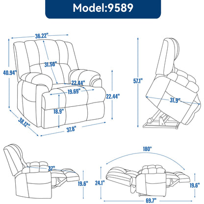Dual Motor Power Lift Recliner with Heat & Massage | Infinite Position Heavy Duty Chair 350 lb Capacity - 1st Choice Furniture Direct