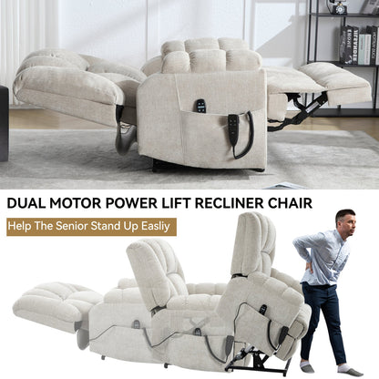 Dual Motor Power Lift Recliner with Heat & Massage | Infinite Position Heavy Duty Chair 350 lb Capacity - 1st Choice Furniture Direct