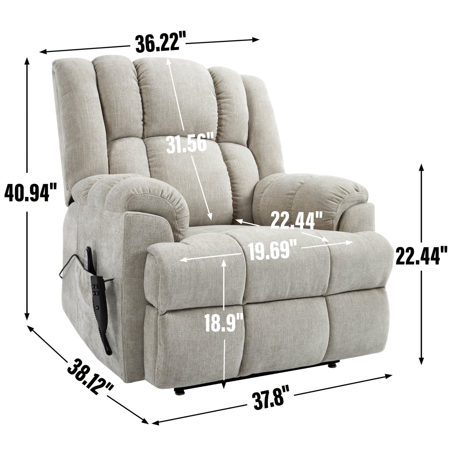 Dual Motor Power Lift Recliner with Heat & Massage | Infinite Position Heavy Duty Chair 350 lb Capacity - 1st Choice Furniture Direct