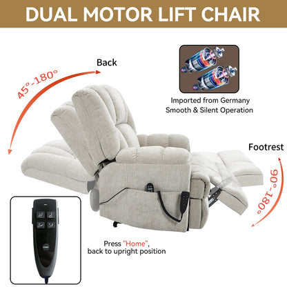 Dual Motor Power Lift Recliner with Heat & Massage | Infinite Position Heavy Duty Chair 350 lb Capacity - 1st Choice Furniture Direct