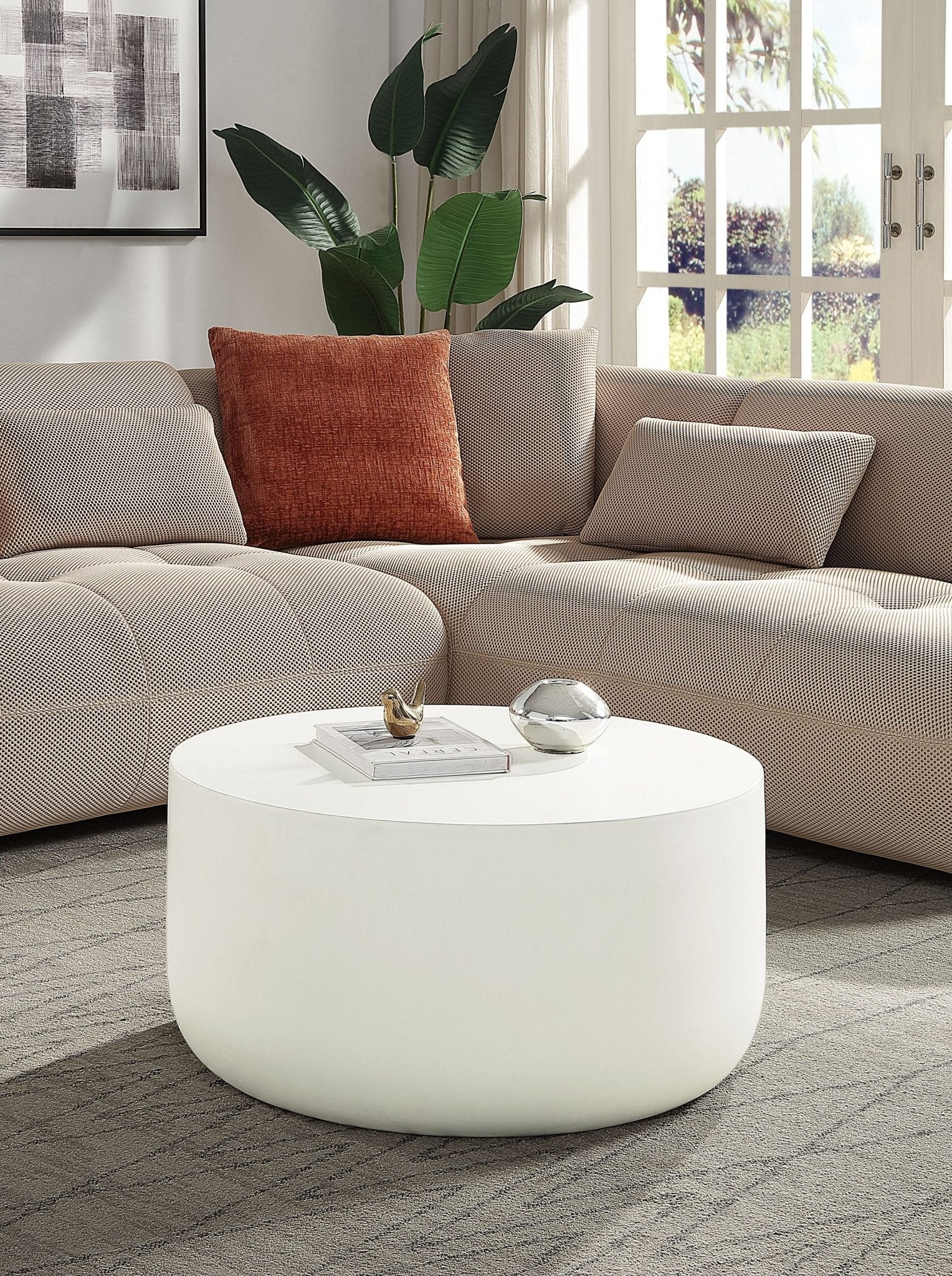Dustan Natural White Finish Coffee Table - 1st Choice Furniture Direct