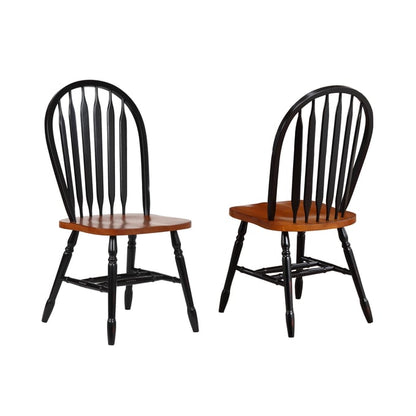 Sunset Trading Black Cherry Selections 7 Piece 56-72" Rectangular Extendable Dining Set with Arrowback Windsor Chairs