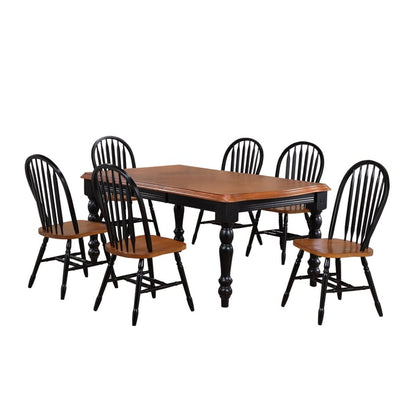 Sunset Trading Black Cherry Selections 7 Piece 56-72" Rectangular Extendable Dining Set with Arrowback Windsor Chairs