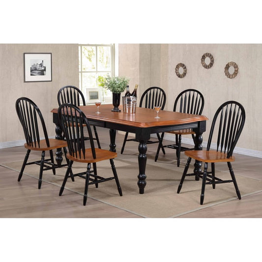 Sunset Trading Black Cherry Selections 7 Piece 56-72" Rectangular Extendable Dining Set with Arrowback Windsor Chairs