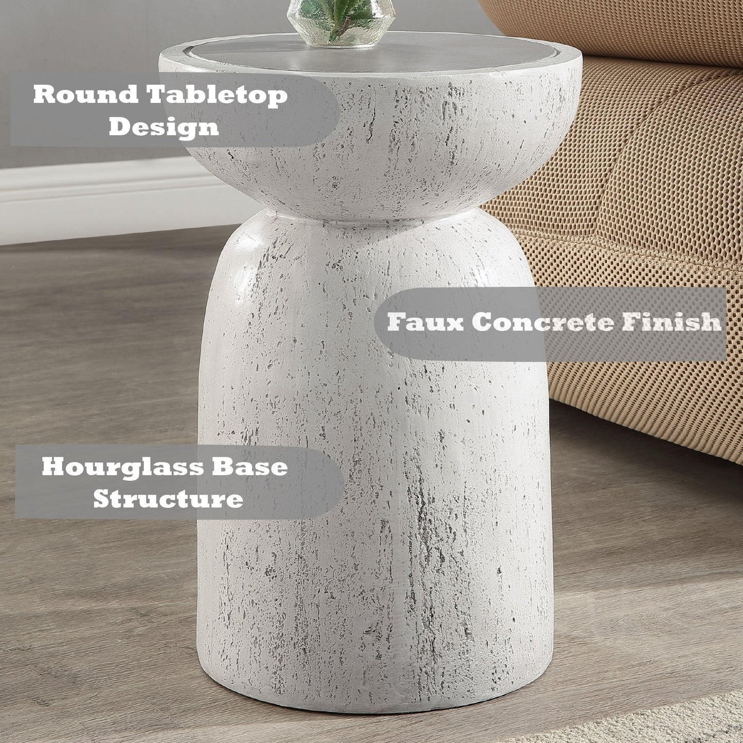 Dylana Natural Gray Finish Round Accent Table (Environmental Friendly Cement) - 1st Choice Furniture Direct