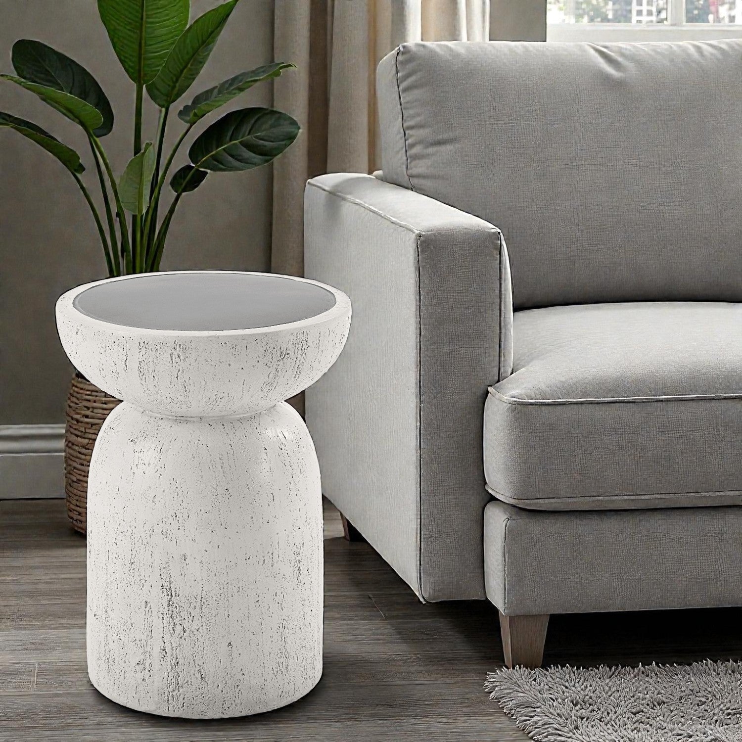 Dylana Natural Gray Finish Round Accent Table (Environmental Friendly Cement) - 1st Choice Furniture Direct