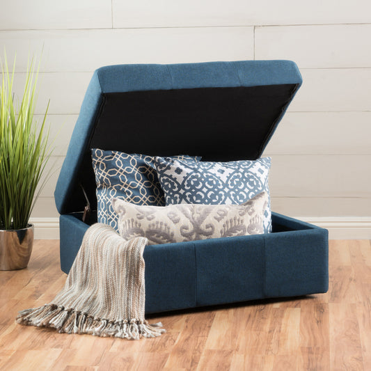 1st Choice Modern Storage Bedroom Living Room Ottoman in Navy Blue