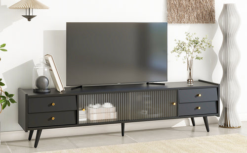 1st Choice Contemporary TV Stand with Sliding Fluted Glass Doors