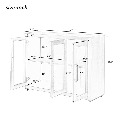 1st Choice Modern Wood Storage Cabinet with Three Tempered Glass Doors