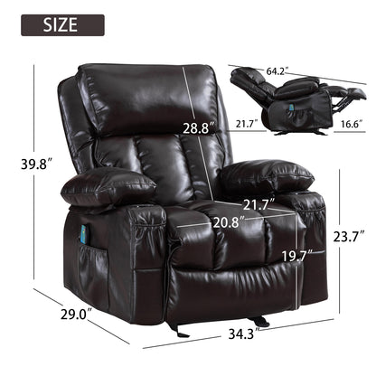 1st Choice Brown Recliner Chair Heating Massage with Rocking Function