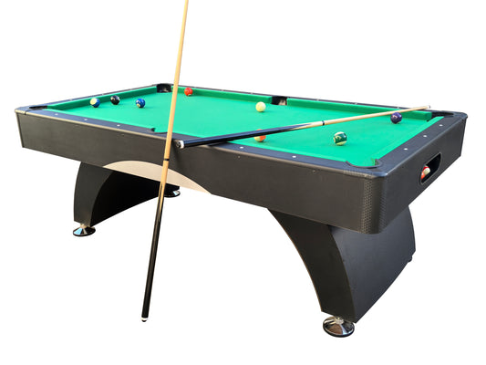 7 ft Pool Table with Black Thin Finish - Billiards Game Room Table for Adults & Family,  Home, Dining, or Living Room,Includes Cue Sticks, Billiard Balls