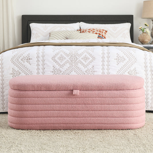 1st Choice Modern Storage Ottoman Bench Upholstered Fabric in Pink