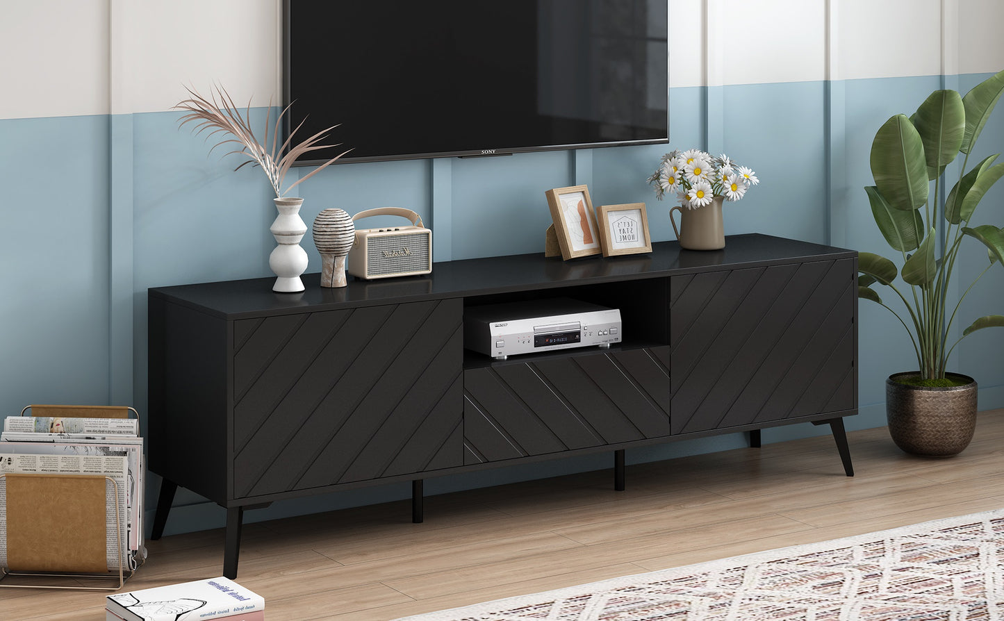 1st Choice Modern TV Stand Entertainment Center with Adjustable Shelves