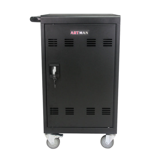30+2Bay Mobile School Charging Cart Station for Chromebook, Tablet and Laptop Computer with Power Strip Included, Assembly Required-BLACK