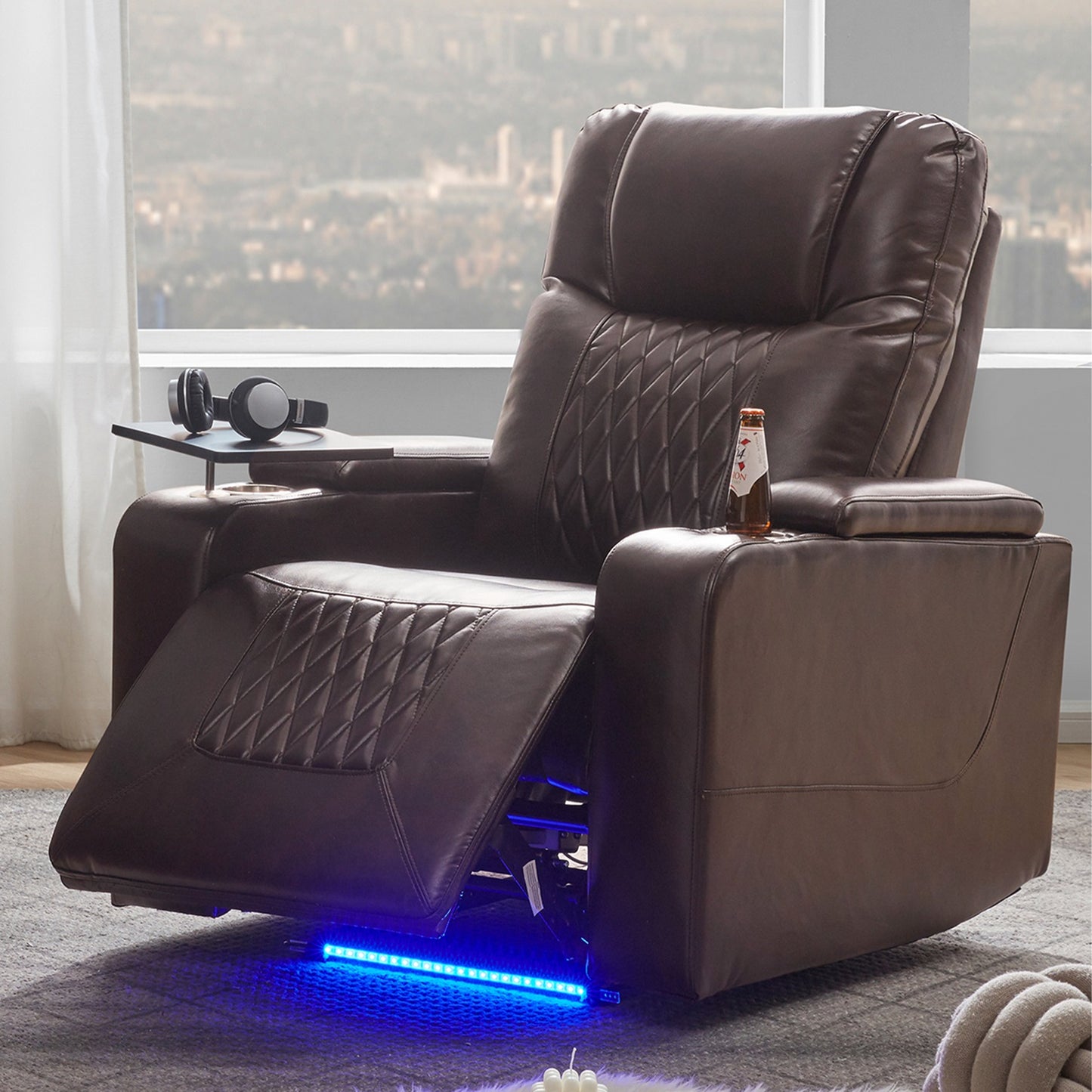 1st Choice Power Motion Recliner with USB Charging Port in Brown